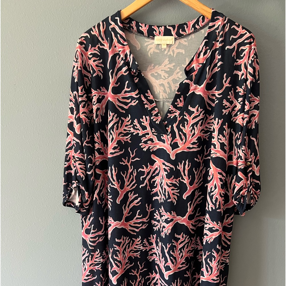Simply Southern Black Mini Dress with Pink Coral Print